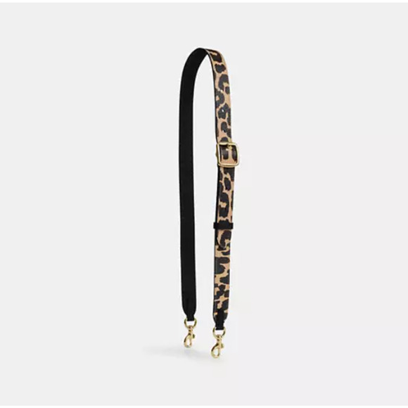 Coach Leather Strap With Leopard Print In Gold/Leopard Multi CBQ18 NWT - Picture 1 of 5